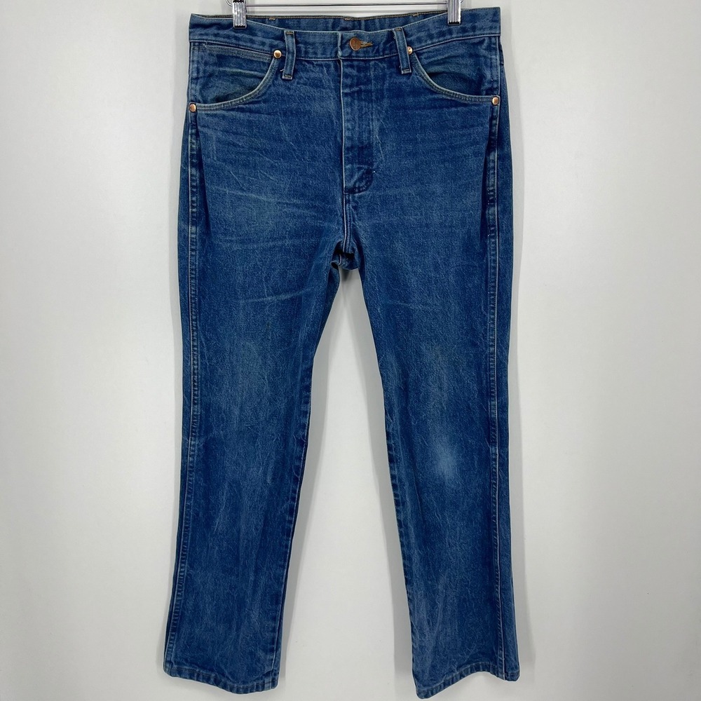 Wrangler Cowboy Cut Slim Fit Blue Jeans 936DEN Mens 34x32 Western Denim